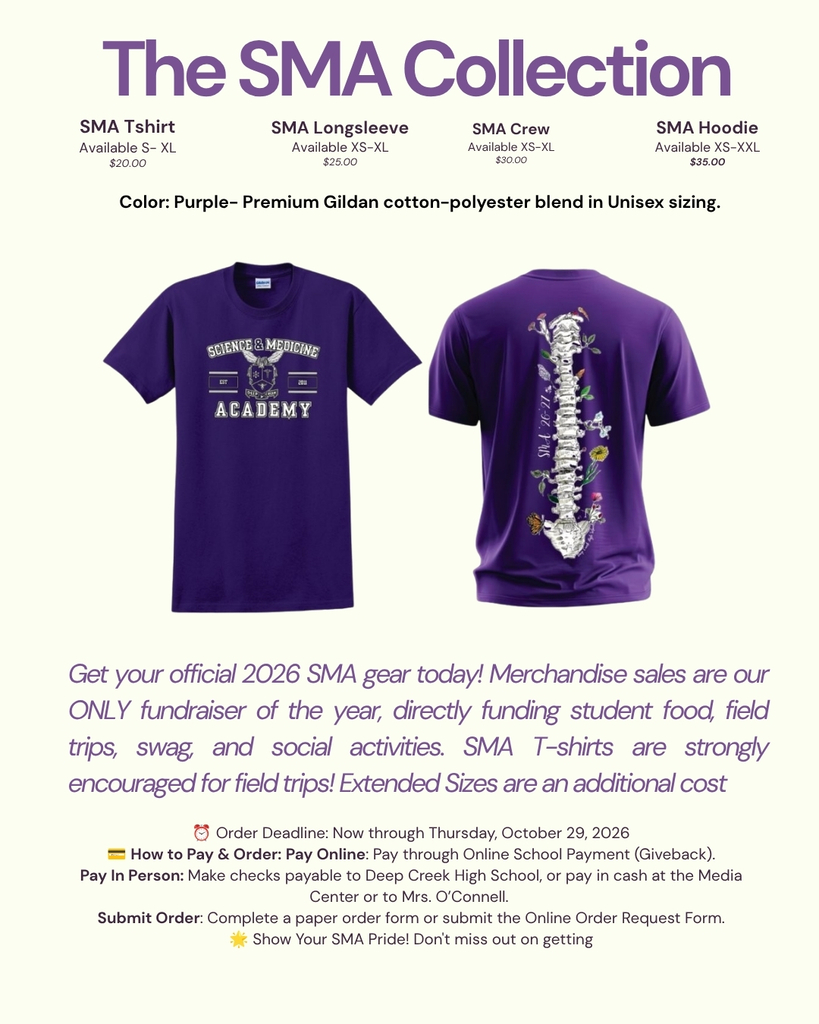 Two shirts displayed, front and back. Purple tee has white text, and a purple hoodie has a white design.