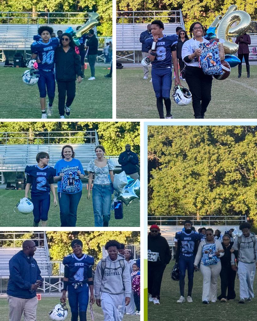 8th grade football players and their families celebrating 8th grade night at the football game