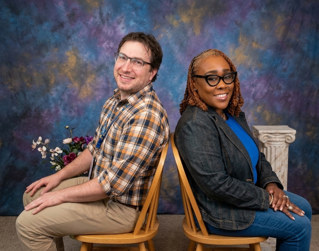 AI generated image of GTP staff members in awkard studio pose