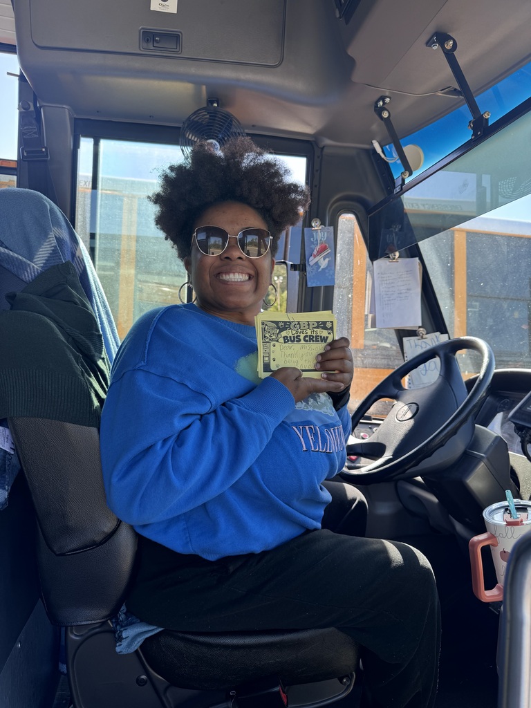 Some of our bus drivers posing proudly with the notes they were given by staff and students on Bus Driver Appreciation Day