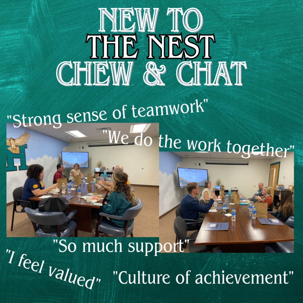 teal background, meeting with educators around a table