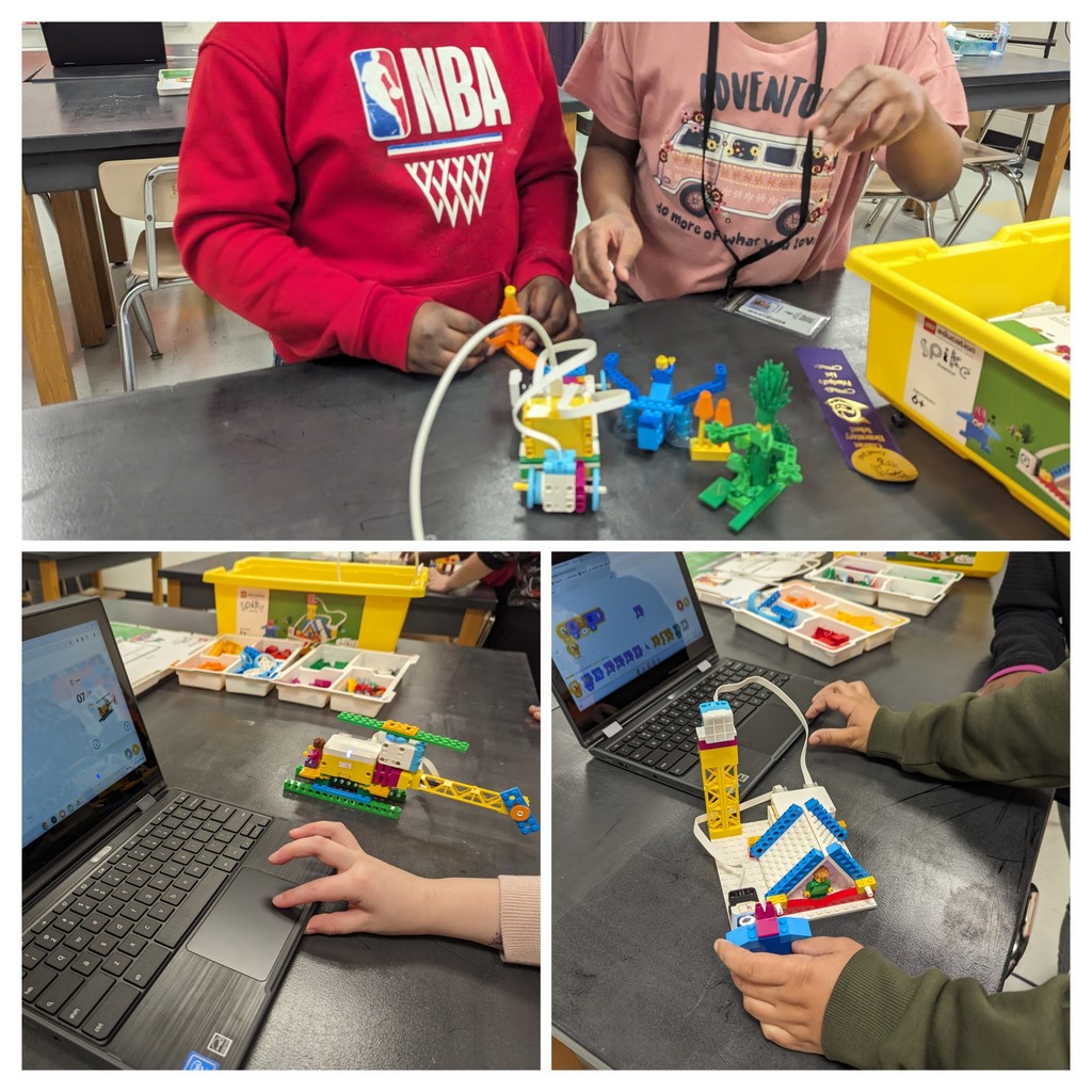 students building and coding legos
