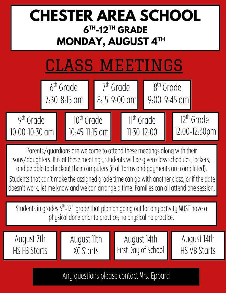 Class Meeting August 4th