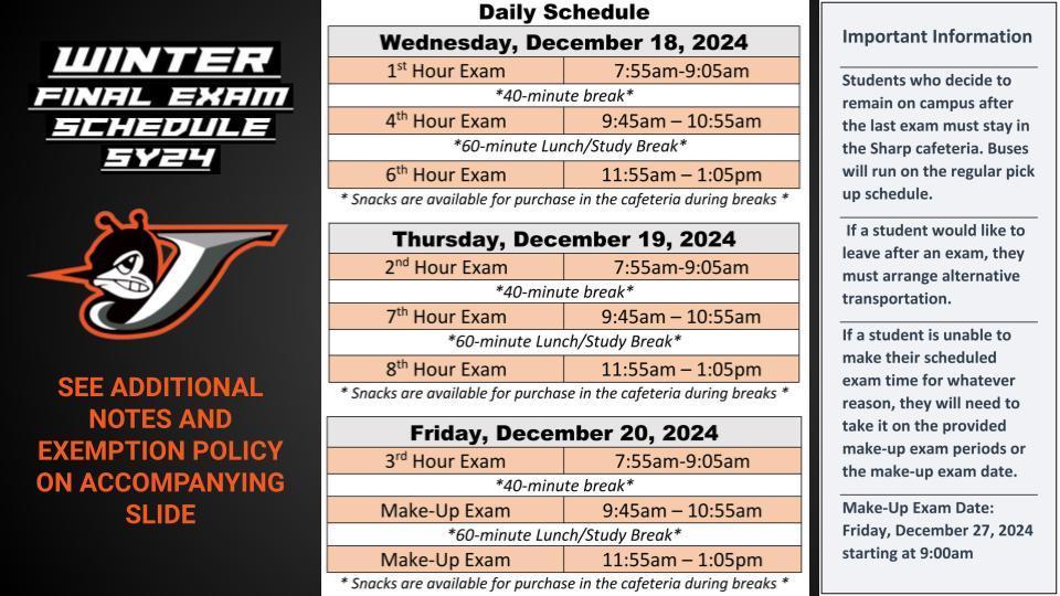 CHS Exam Schedule