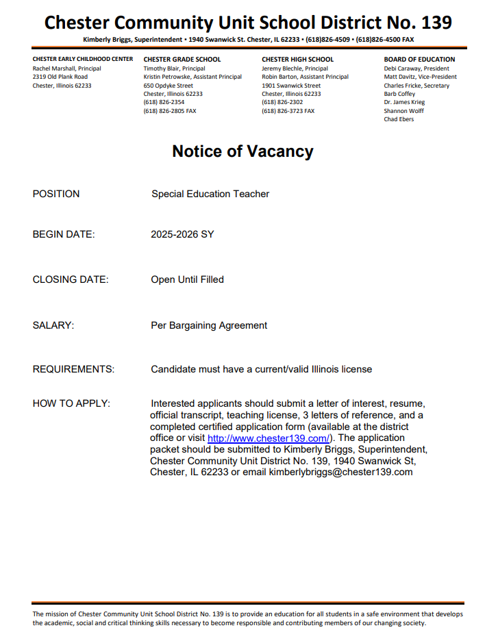 Special Education Teacher job vacancy
