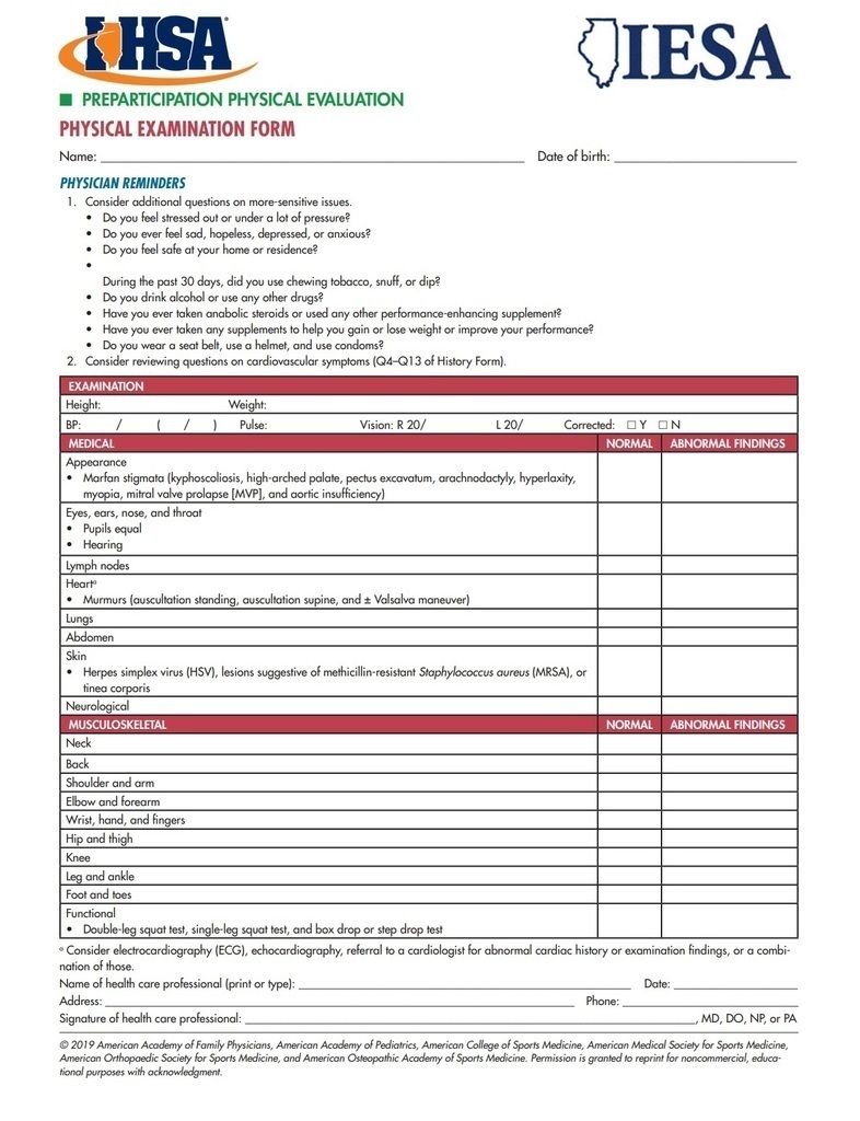 Sports Physical Form (page 4)