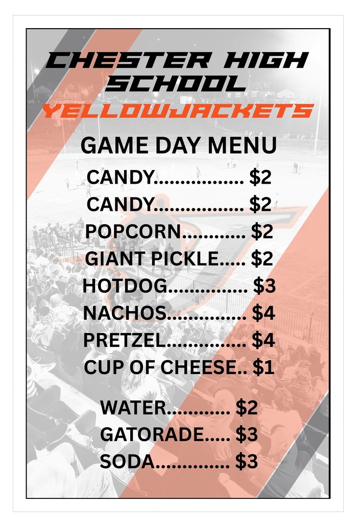 CHS Football Concessions Menu