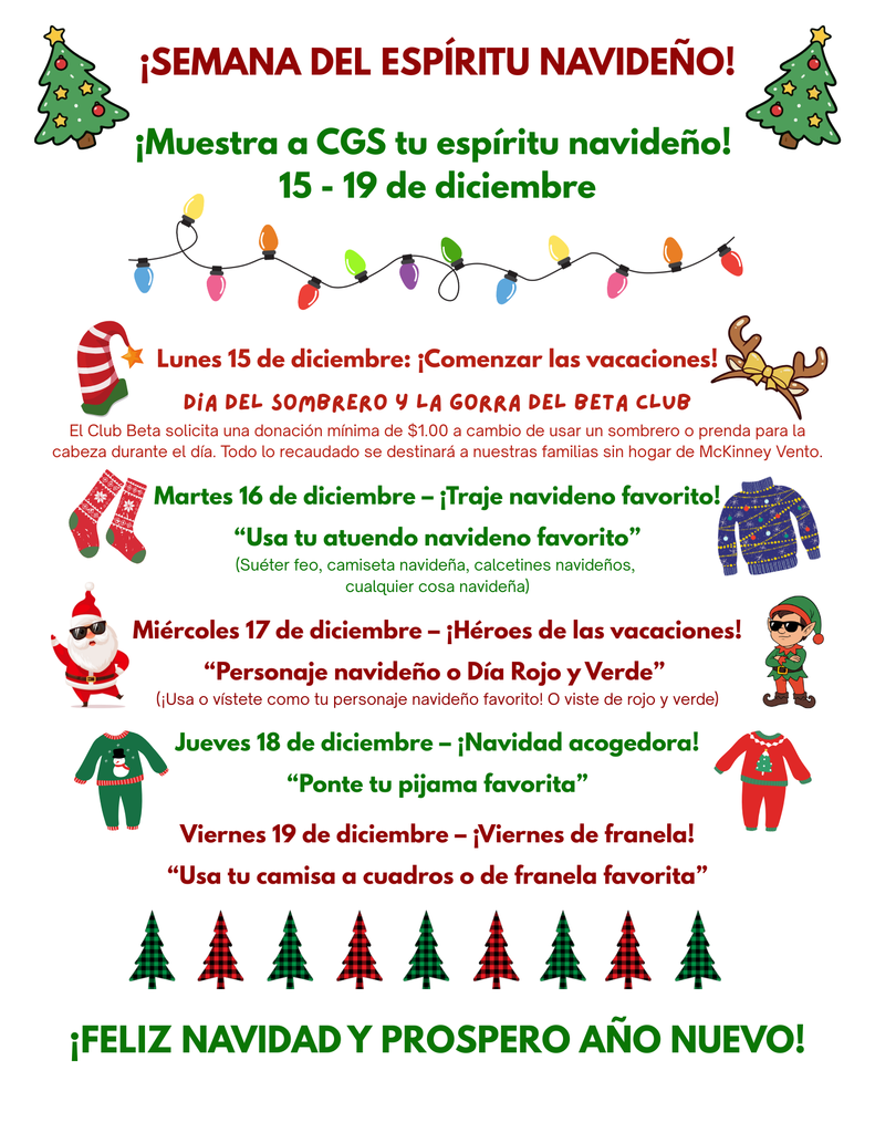 Christmas Spirit Week Spanish