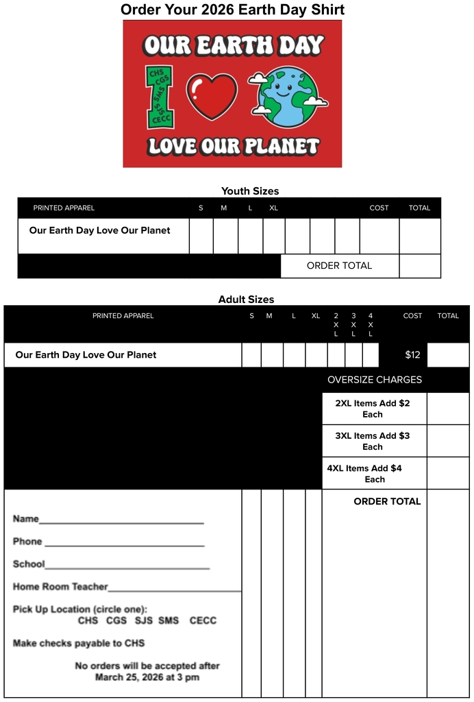 Earth Day Shirt Order Form
