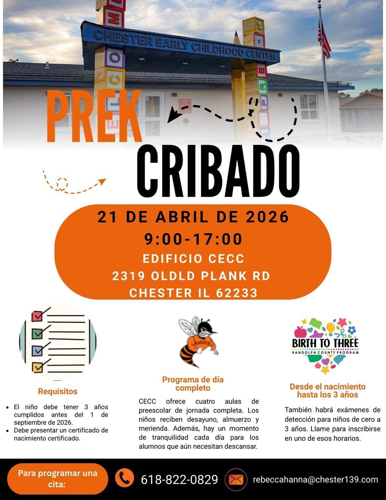 PreK Screening April 21, 2026 9 am-5 pm at the CECC building