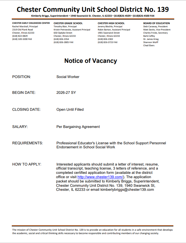 Social Worker vacancy 