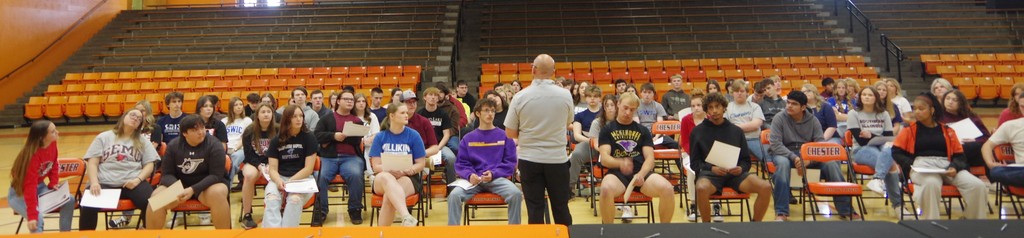 PHOTO 2 Senior Signing Day Principal addresses seniors