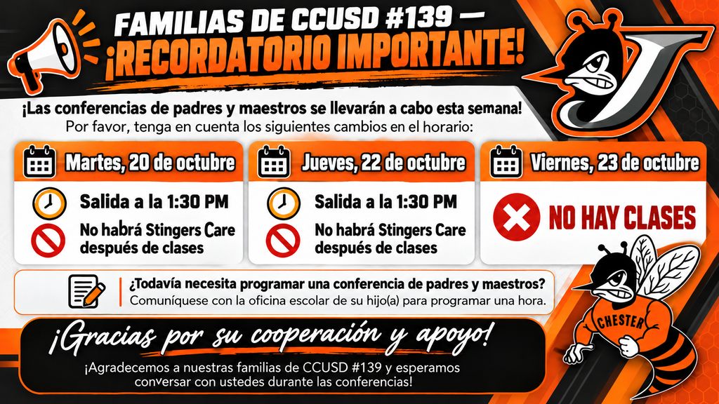 CCUSD Parent Teacher Conference Reminder (Spanish)