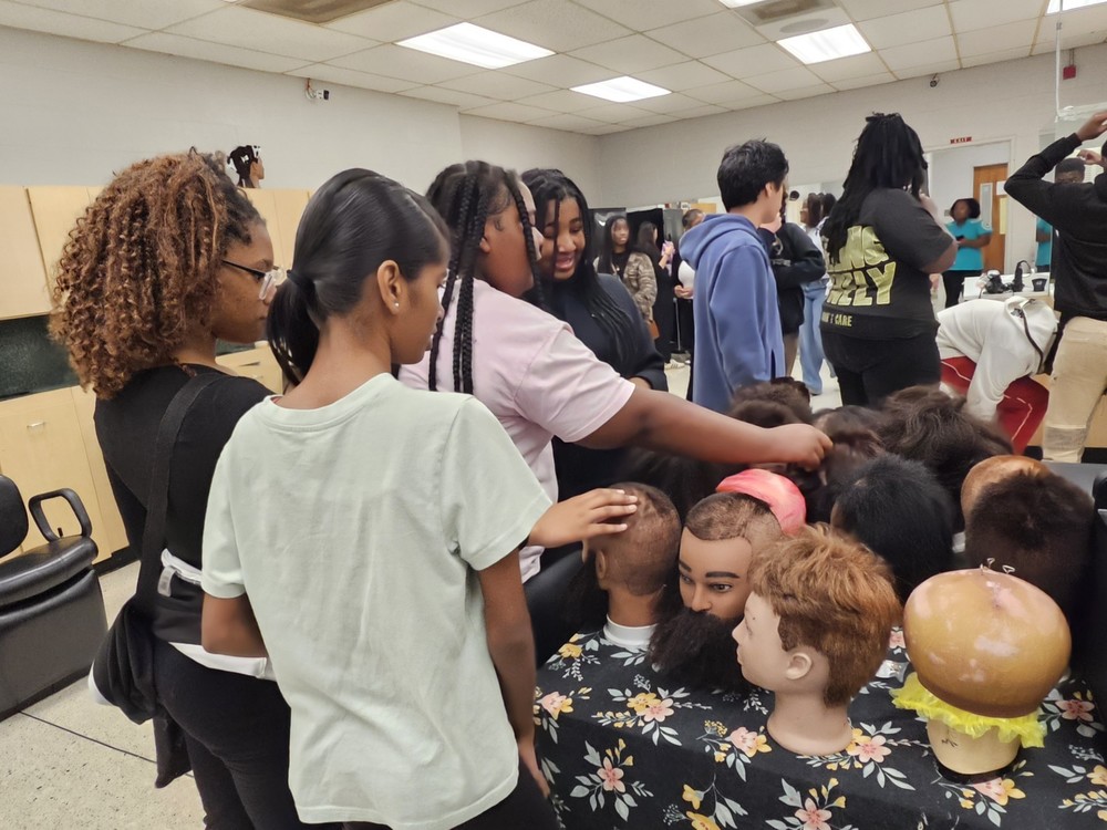 Students visiting Career Center