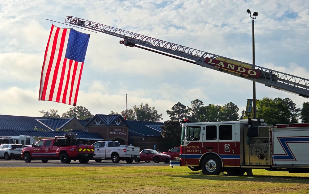 American Flag over Lewisville Middle School