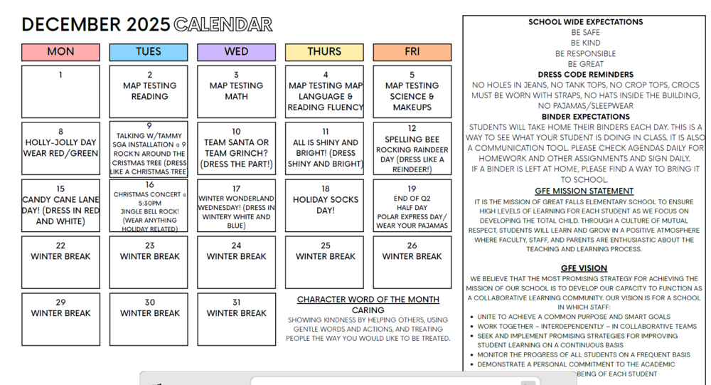 December AVID Calendar