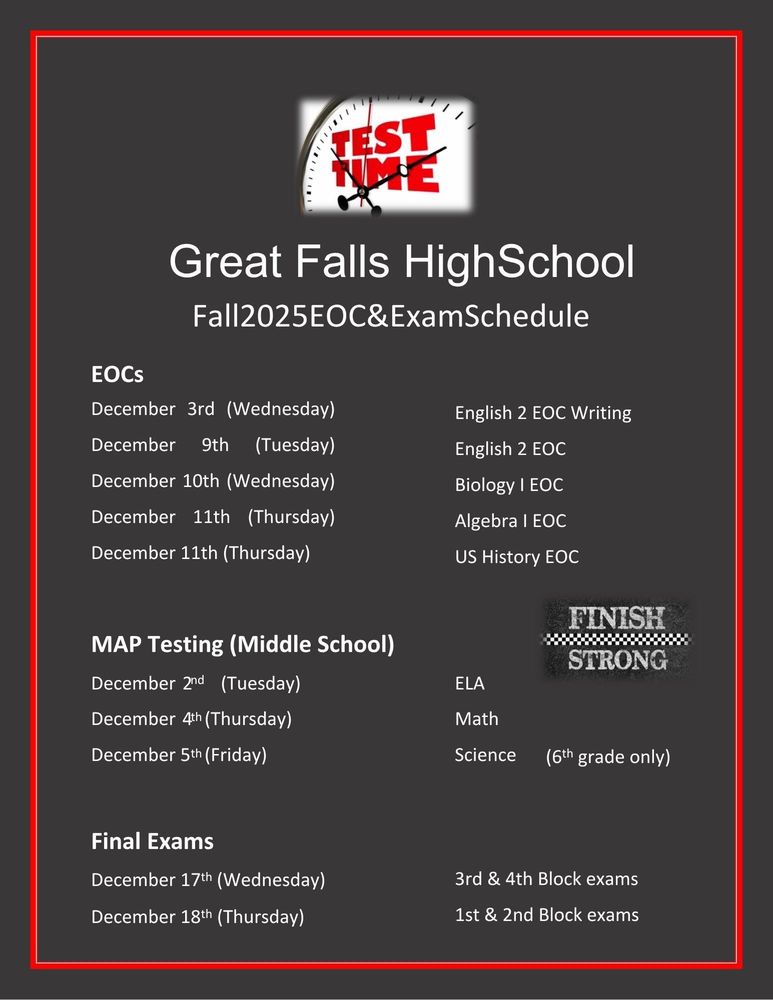 Fall Testing Schedule Announced