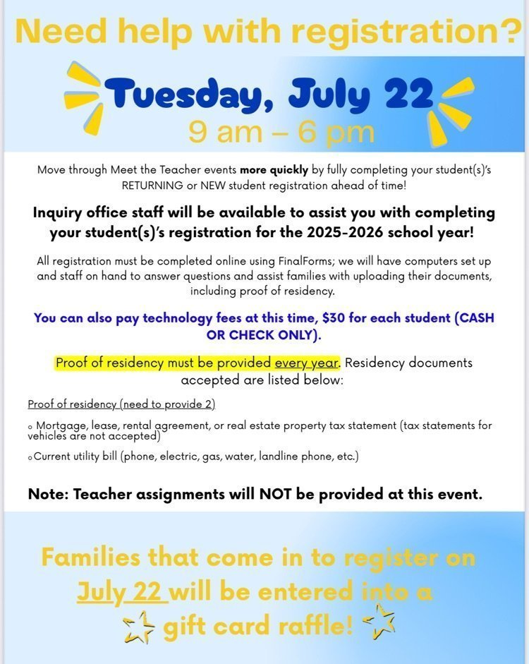 Stop by today to get help with registration.