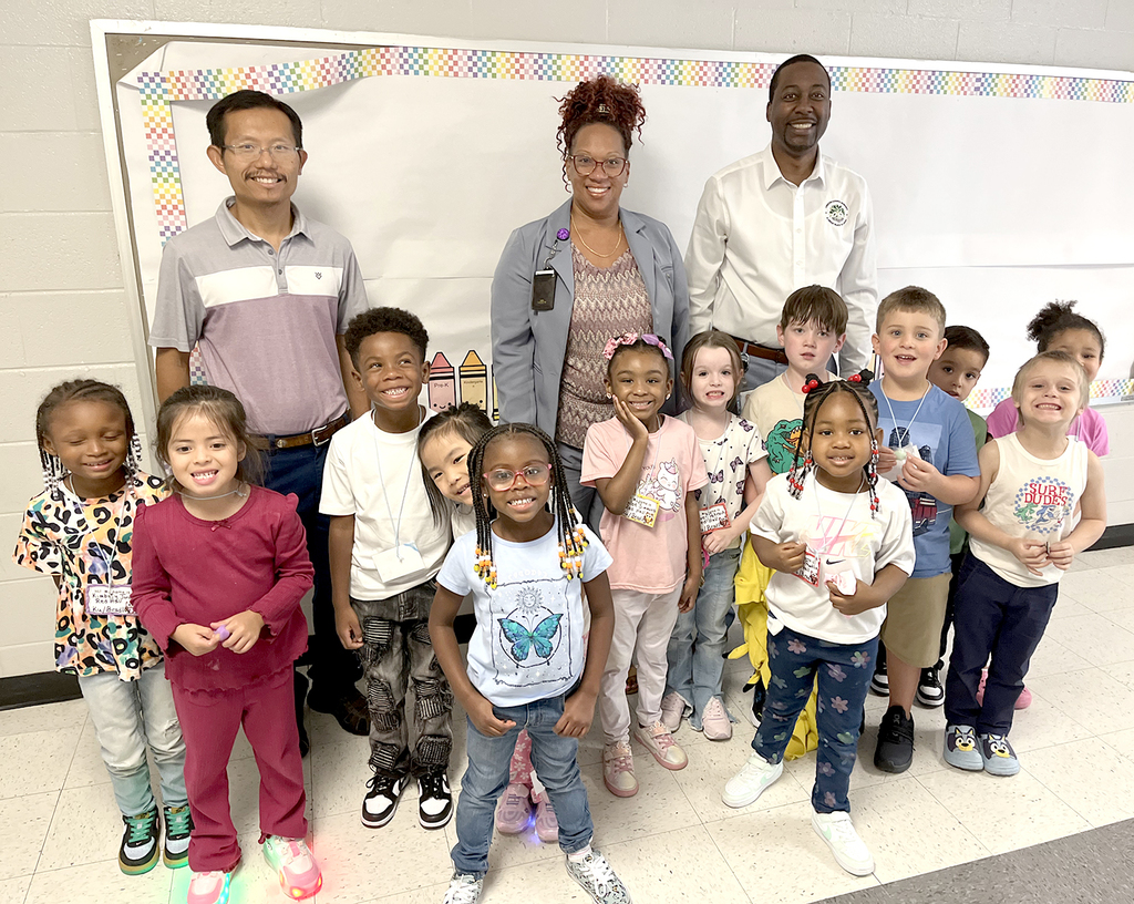 CCSD first day 2025 - Dr Sutton, school staff, and students 