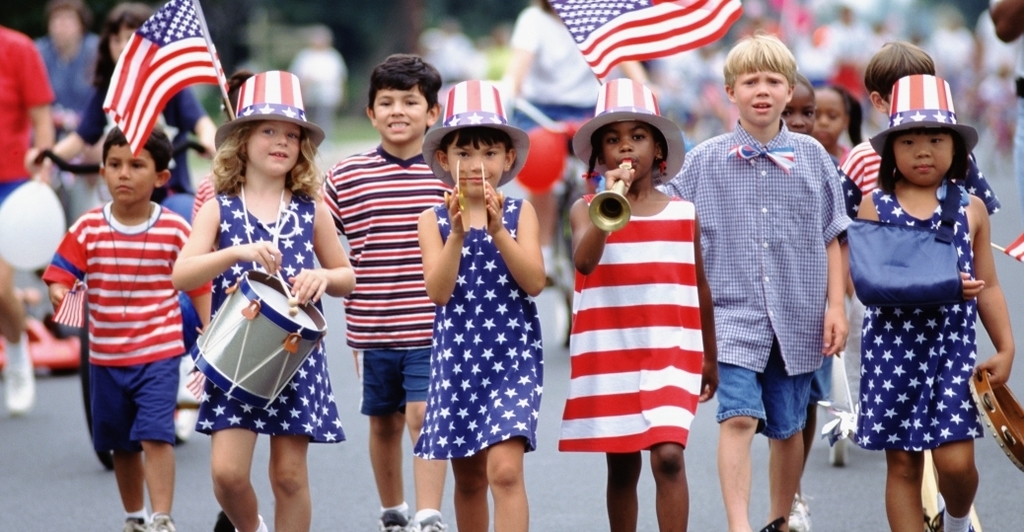 Children in red white and blue