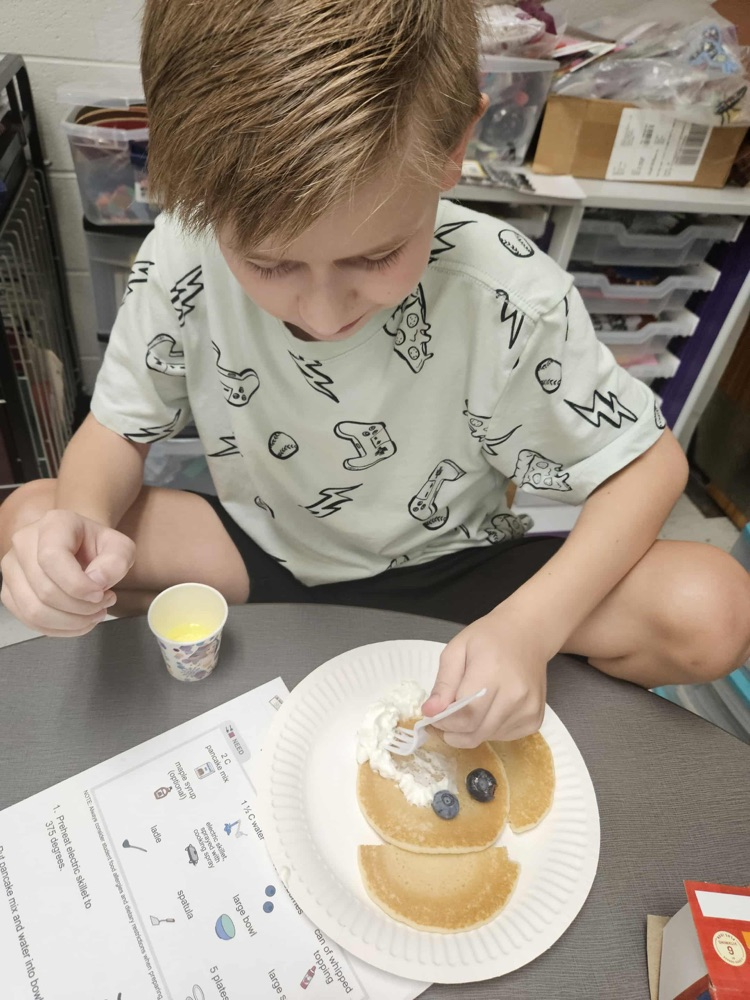 Ms. Adkins’ class had a cooking lesson today and made elephant pancakes!