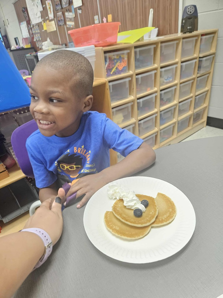 Ms. Adkins’ class had a cooking lesson today and made elephant pancakes!