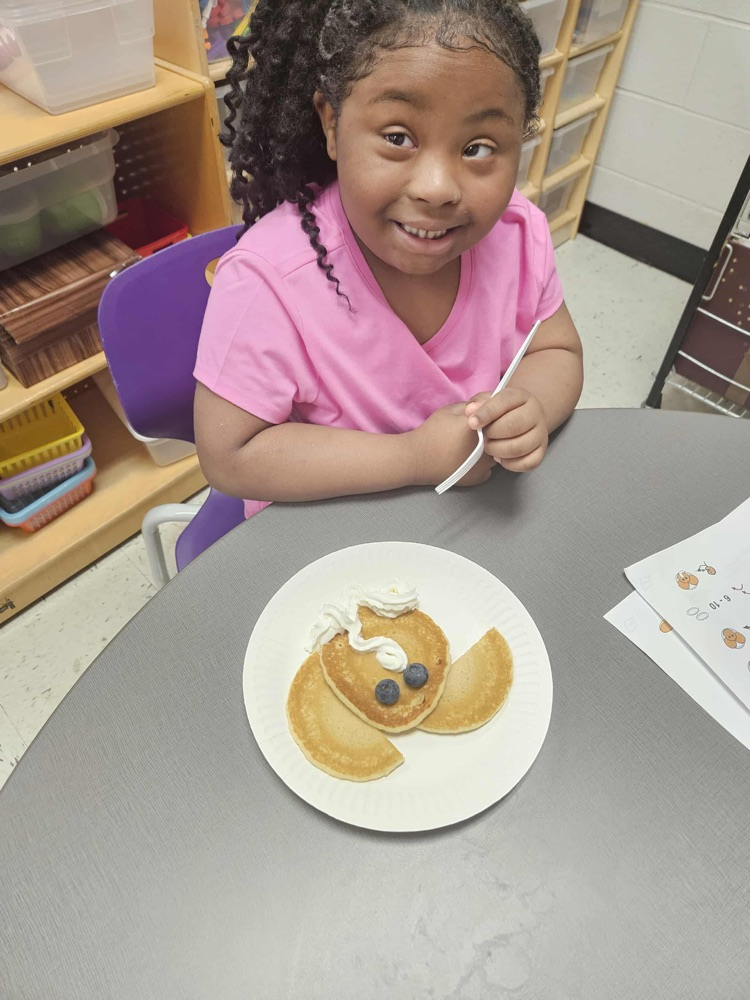 Ms. Adkins’ class had a cooking lesson today and made elephant pancakes!
