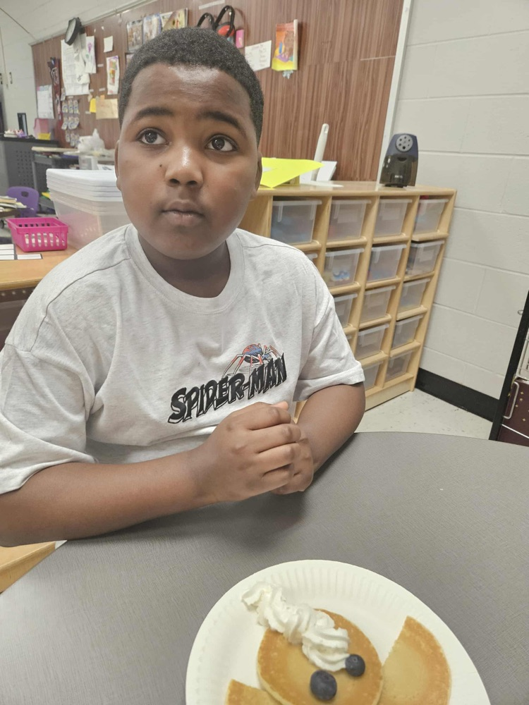 Ms. Adkins’ class had a cooking lesson today and made elephant pancakes!