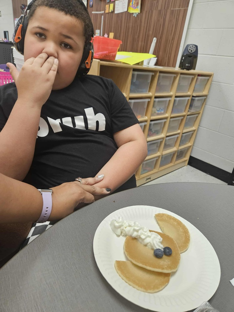 Ms. Adkins’ class had a cooking lesson today and made elephant pancakes!