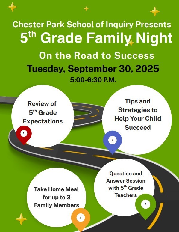 We will have Family Night for 5th grade on Tuesday, September 30th.