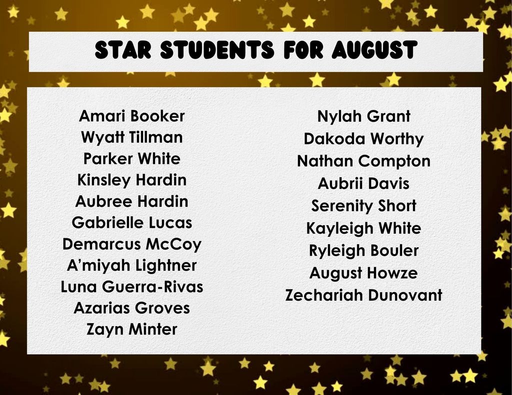 The Star Students for the month of August were recognized today.