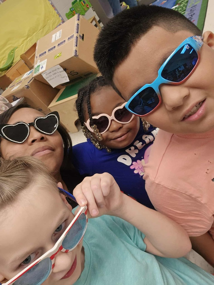 Students wore sunglasses today to kick off spirit week. 