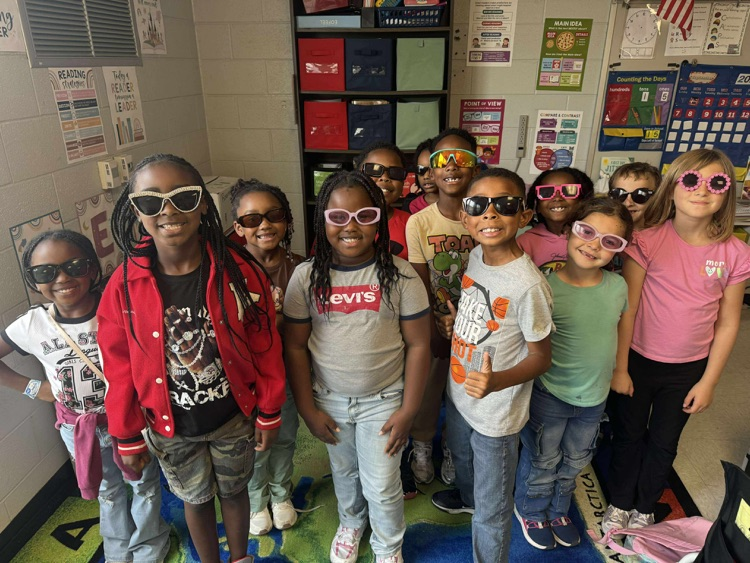 Students wore sunglasses today to kick off spirit week. 