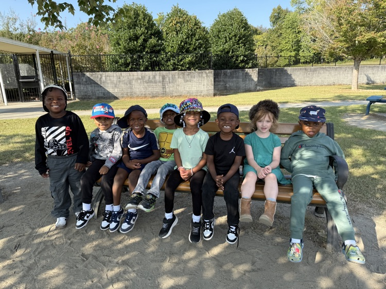 Students wore hats for hat day. 