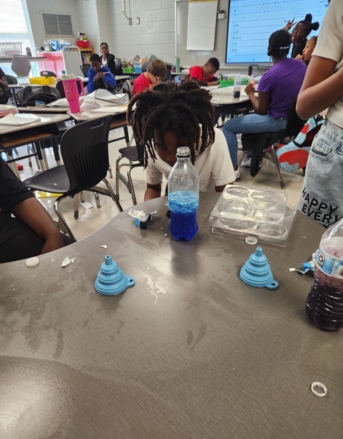 5th grade students created lava lamps to observe chemical changes.