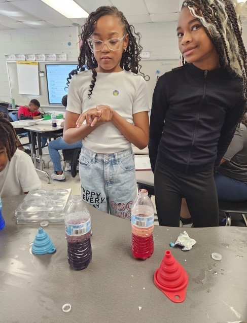 5th grade students created lava lamps to observe chemical changes.