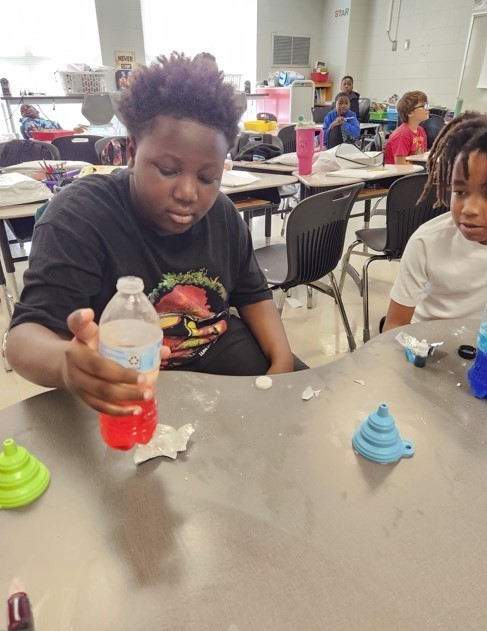 5th grade students created lava lamps to observe chemical changes.