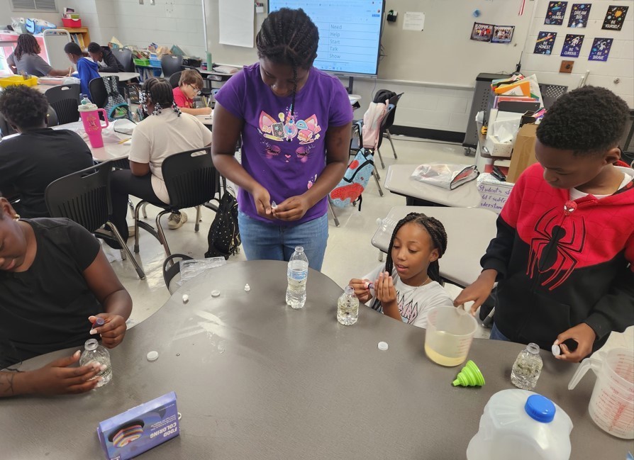 5th grade students created lava lamps to observe chemical changes.
