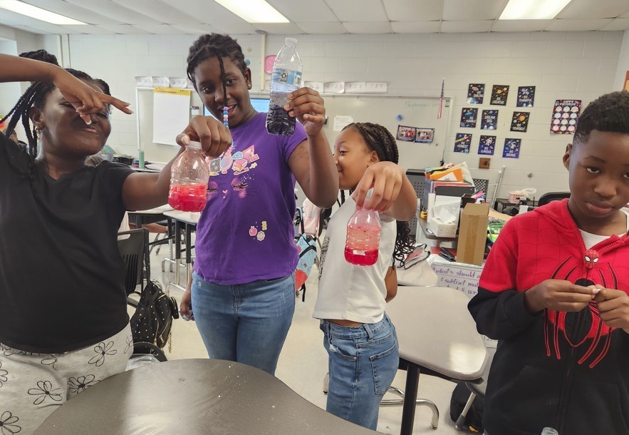 5th grade students created lava lamps to observe chemical changes.