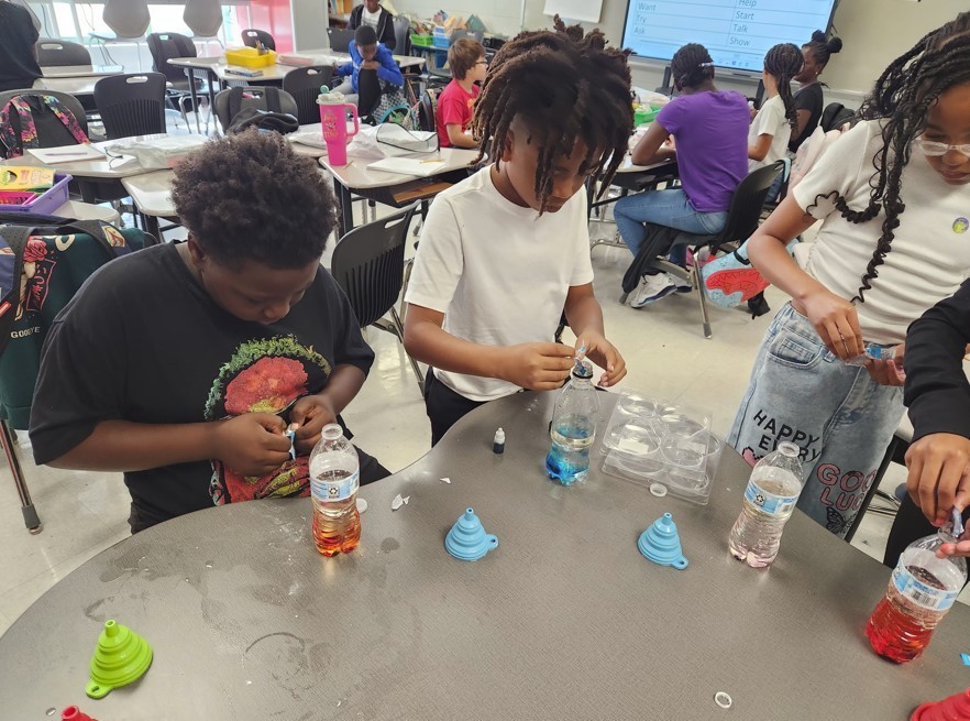 5th grade students created lava lamps to observe chemical changes.