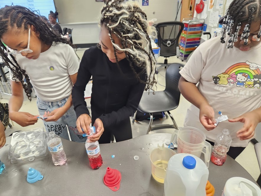 5th grade students created lava lamps to observe chemical changes.