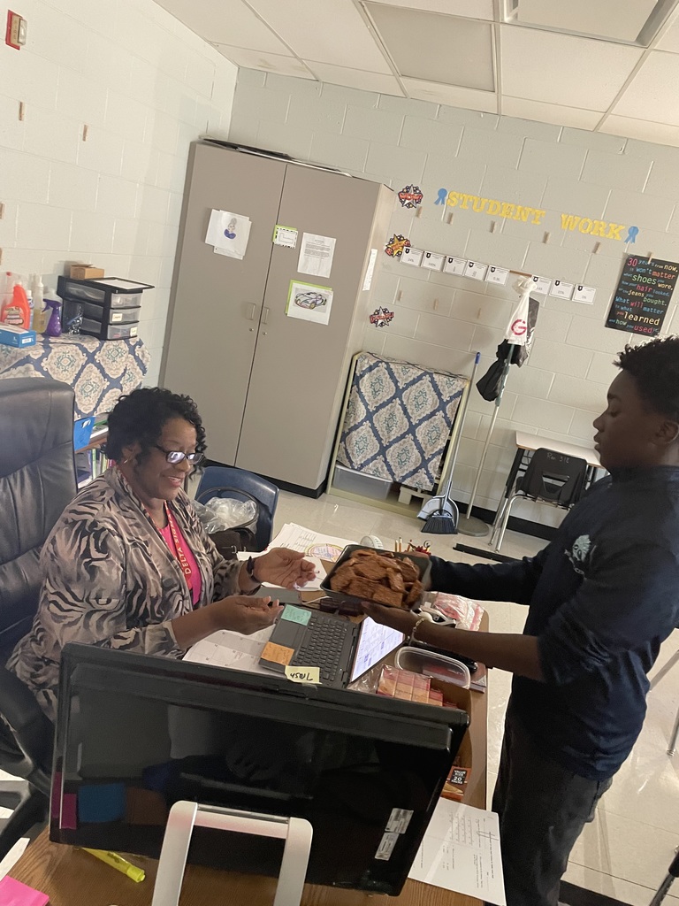 Sharing cookies with Mrs. Gilyard.