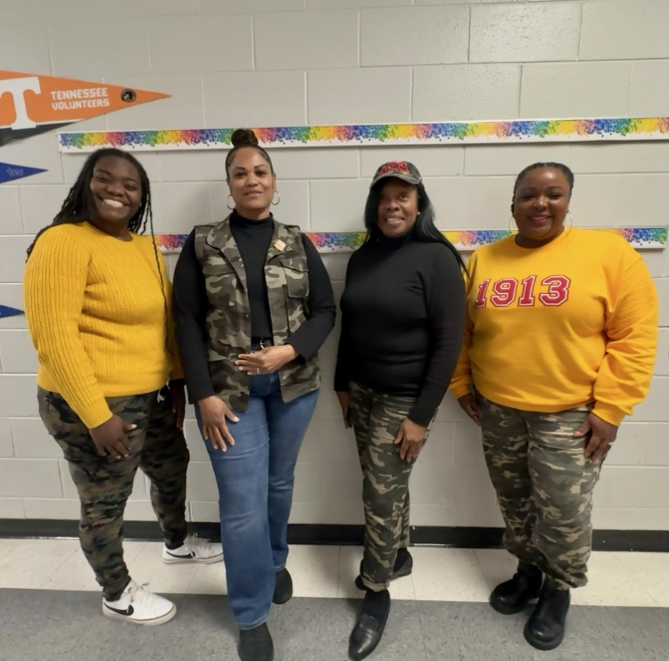 Students dressed in camo. 