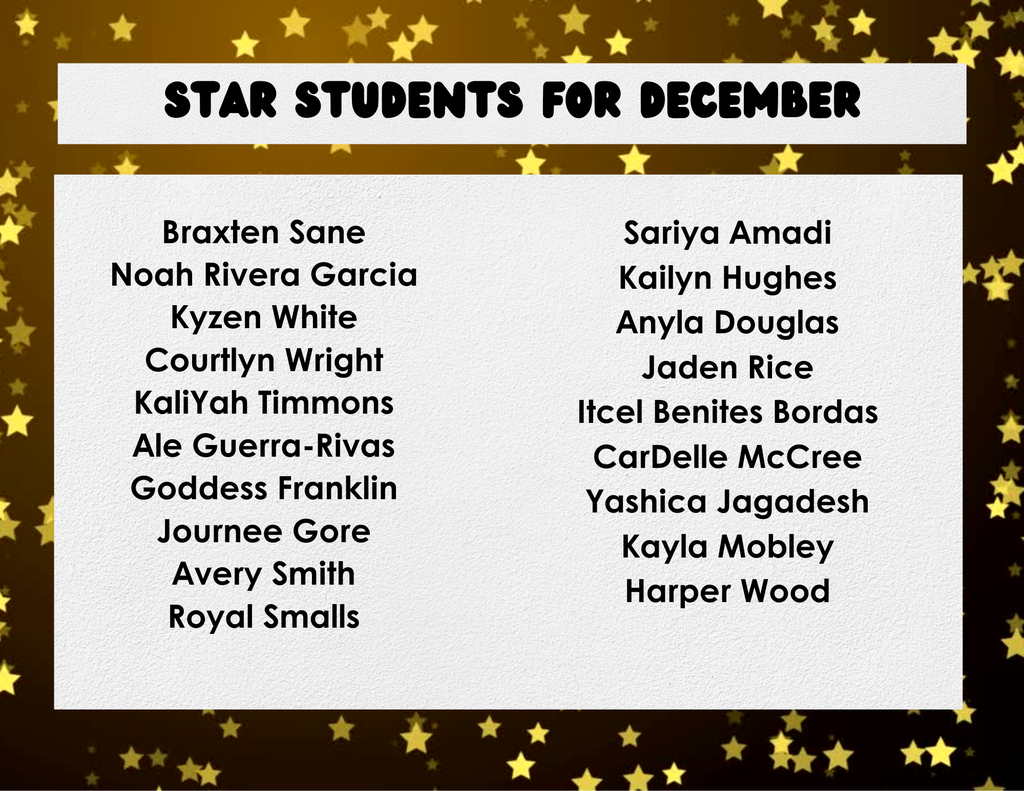 This is a list of Star Students for December.