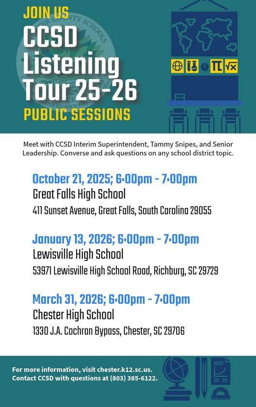 CCSD Public Listening Tours: next meeting will be January 13, 2026 from 6-7pm at Lewisville High School.