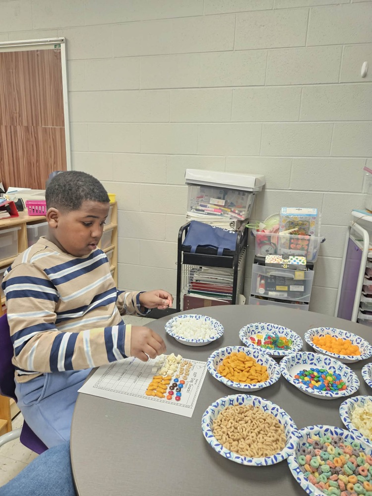 Students sorting items for the 100th day!