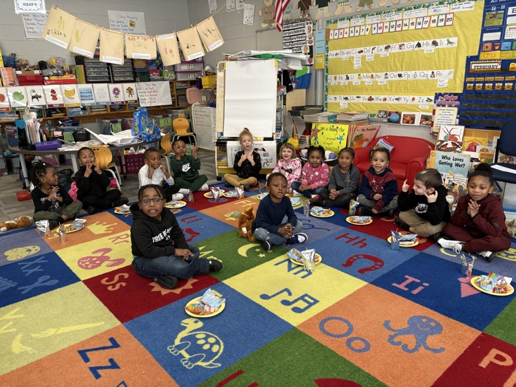 PreK students had a teddy bear tea party. 
