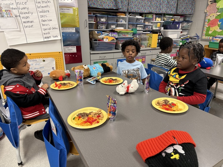 PreK students had a teddy bear tea party. 
