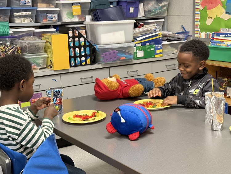 PreK students had a teddy bear tea party. 