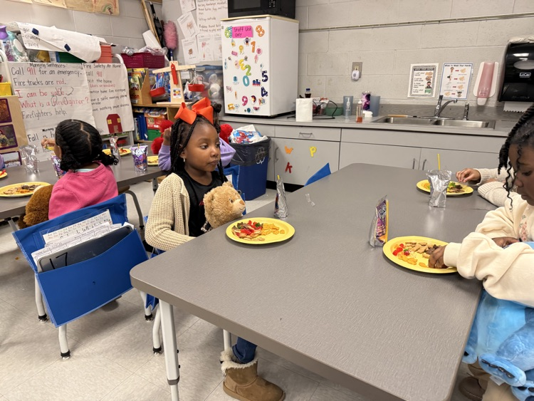 PreK students had a teddy bear tea party. 